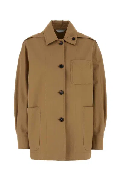 Max Mara Moneta Cotton Jacket Chest Pocket In Brown