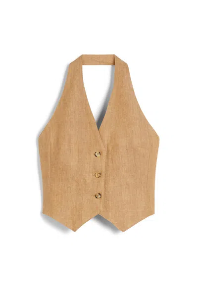 Max Mara Batavia Cotton-linen Vest In Brown