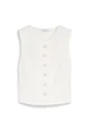 Max Mara Tailored Vest With V-neck And Tie Back In White