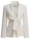 Max Mara Ghiotto Open-front Blazer With Knotted Sashes In White