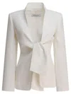 Max Mara Ghiotto Open-front Blazer With Knotted Sashes In White