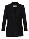 Max Mara Double-breasted Wool Jacket With Pinstripe Design In Black