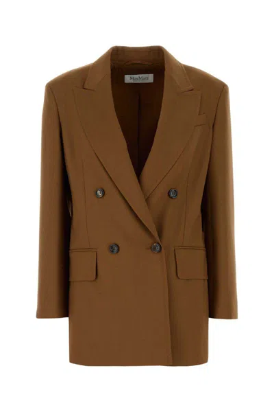 Max Mara Palanca Double Breasted Blazer In Brown