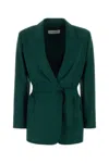 Max Mara Green Wool Canvas Jacket With Belt Women In Green