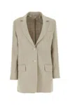 Max Mara Single-breasted Sand Linen Jacket In Beige