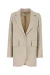 Max Mara Longline Textured Wool Jacket With Rear Vents In Beige O Tan