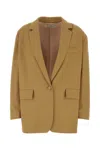 Max Mara Camel Stretch Cotton Monica Blazer In Brown