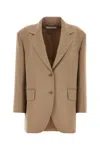 Max Mara Women Khaki Stretch Wool Blazer In Green