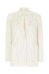 Max Mara Striped Blazer With Front Pockets And Lapels In White