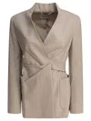 Max Mara Single-breasted Blazer With Unique Wrap-style Design In Beige