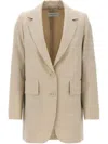 Max Mara Longline Textured Wool Jacket With Rear Vents In Beige