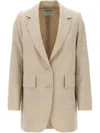 Max Mara Longline Textured Wool Jacket With Rear Vents In Beige