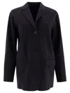 Max Mara Single-breasted Jersey Blazer Jackets Blue