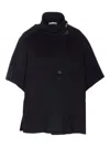Max Mara Relaxed Black Cashmere Coat With High Collar And Wide Sleeves In Black