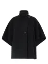 Max Mara Button Detail Cape With High Collar In Black