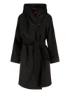 Max Mara Burgundy Drap Double Cloth Cles Robe Coat In Black