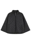 Max Mara Reversible Padded Cape In Water-repellent Canvas In Black