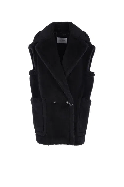 Max Mara Sleeveless Teddy Jacket In Alpaca And Wool In Multi