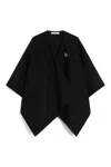 Max Mara Asymmetric Alpaca Wool Blend Cape Jacket In Black