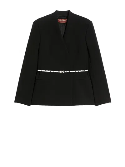 Max Mara Quinoa Belted Wrap-front Jacket In Black
