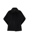 Max Mara Cape In Alpaca And Wool Teddy Fabric In Black