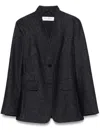 Max Mara Tailored Blazer With Structured Shoulders In Blue