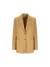 Max Mara Single-breasted Linen Blazer In Brown