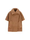 Max Mara Teddy-fabric Oversized-collar Cape In Brown