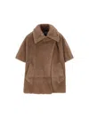 Max Mara Collared Cape With Front Pockets And Short Sleeves In Brown