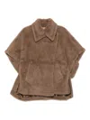 Max Mara Collared Cape With Front Pockets And Short Sleeves In Brown