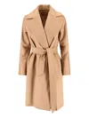 Max Mara Waist Belted Long Length Jacket In Neutral