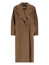 Max Mara 101801 Double-breasted Coat In Brown