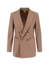 Max Mara Double-breasted Blazer Notch Lapel In Brown