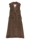 Max Mara Sleeveless Double-breasted Coat Boario In Brown