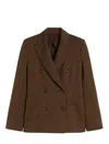 Max Mara Patterned Wool Blend Jersey Blazer In Brown