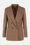 Max Mara Cashmere Double-breasted Jacket Featuring Pockets In Brown
