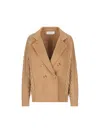 Max Mara 'micio' Double-breasted Jacket With In Brown