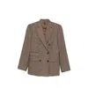 Max Mara Houndstooth Double-breasted Jacket In Brown
