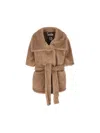 Max Mara Women Amato Teddy Cape With Belt In Colonial