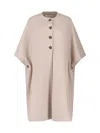 Max Mara Beige Cashmere Cape With Button Closure And Maxi Back Slit In Gold