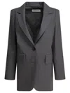 Max Mara Ebridi Single-breasted Wool Blazer In Gray