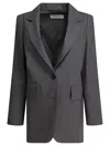 Max Mara Tailored Grey Virgin Wool-mohair-silk Jacket In Gray