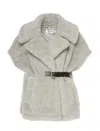 Max Mara Asymmetrical Vegan Fur Jacket For Women In Grey