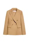 Max Mara Cotton Crepe Double Breasted Jacket In Honey