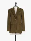 Max Mara Corduroy Single-breasted Cashmere Blazer In Kaki Green.
