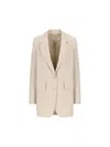 Max Mara Beige Virgin Wool Blazer In Multicolor