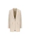 Max Mara Beige Virgin Wool Blazer In Multicolor