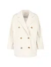 Max Mara Double-breasted Jacket Featuring Notched Lapels In Neutral