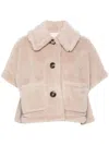 Max Mara Cape In Alpaca And Wool Teddy Fabric In Neutral