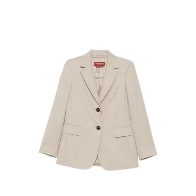 Max Mara Single-breasted Notched-lapel Blazer In Neutral